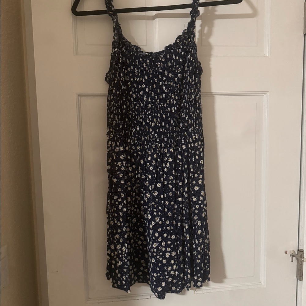 J for Justify Navy Blue Kids Dress with White Floral Pattern